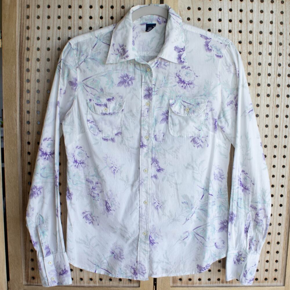 Vintage GAP Womens SIZE 8 Floral LS Button Up Shirt Lightweight